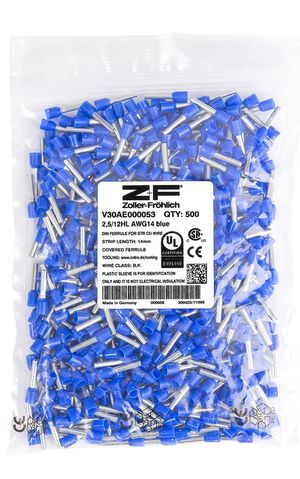 100x Elmeco ZF Zoller+Fröhlich Aderendhülsen E 26D 16mm² 12mm blau Neu OVP 
